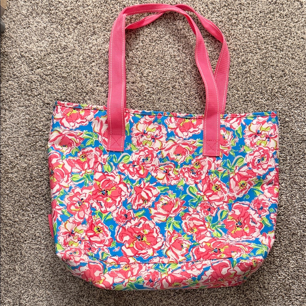 Lilly Pulitzer Floral Tote Bag with Pink Handles
